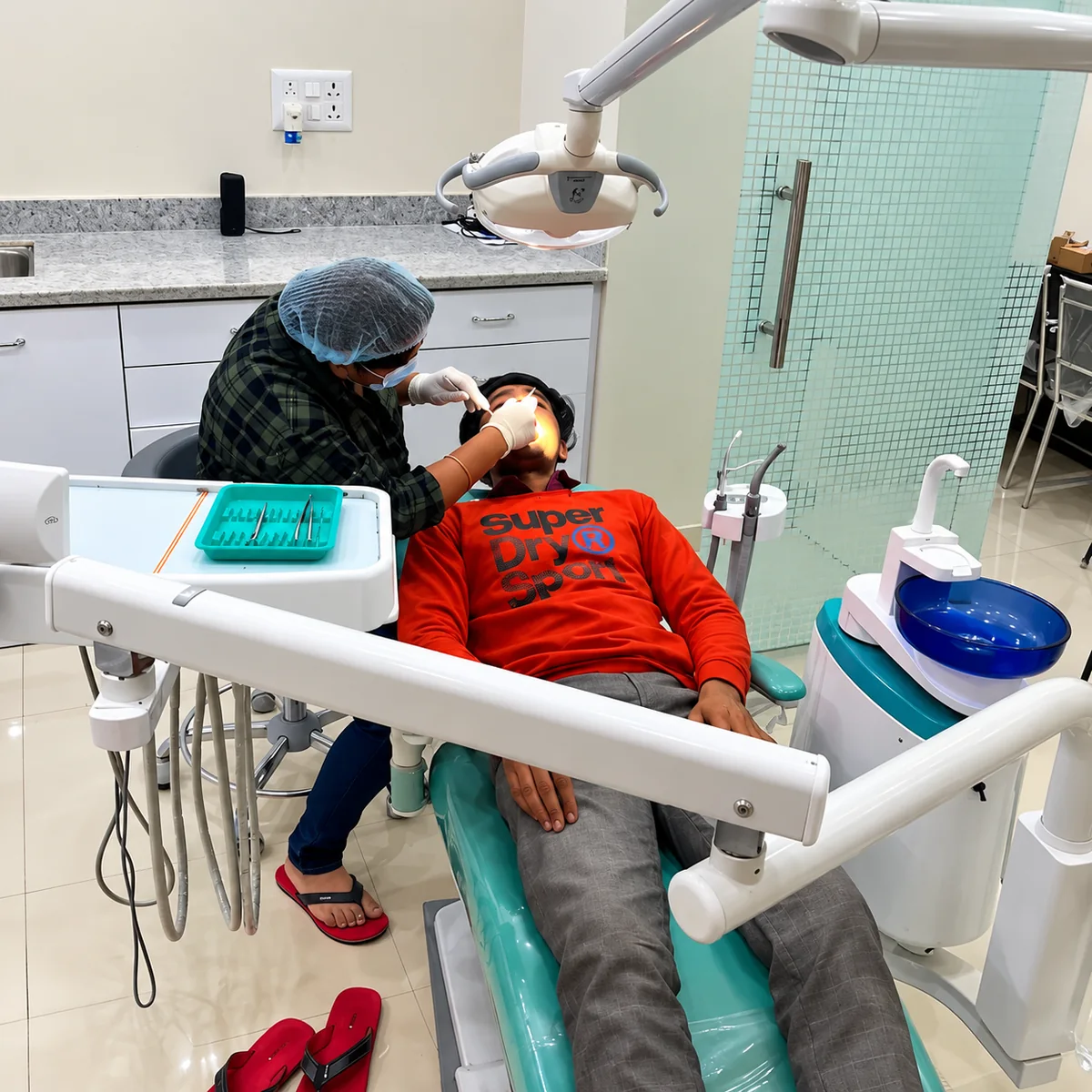 Patient undergoing comfortable dental treatment
